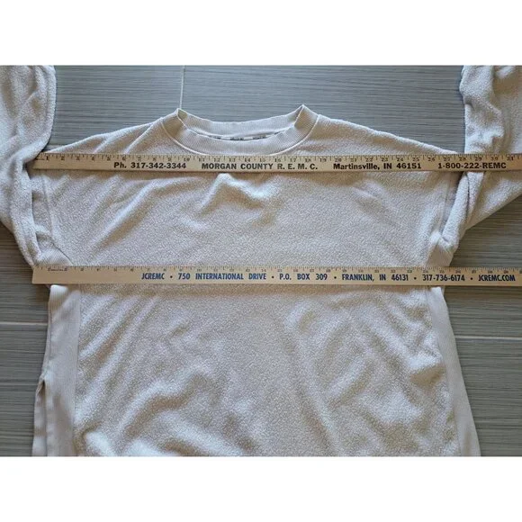 Aerie Chilled Out Large Beige Sherpa Sweatshirt Ribbed Side Panels Women's Cozy - Picture 10 of 11